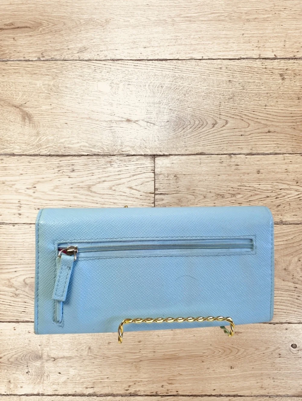 Tahari Light Blue Clutch Wallet RFID Snap Closure Multi Compartment